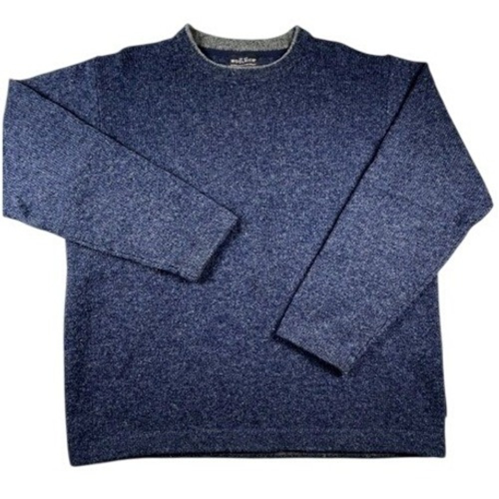 Woolrich Sweater Mens L Indigo Blue Crewneck Wool Blend Marled Knit Outdoor